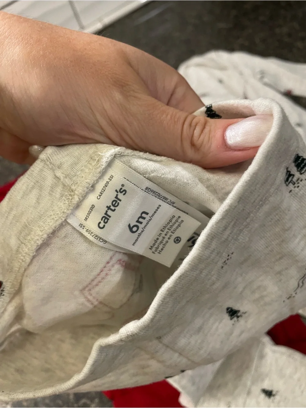 Carter's Red & Heather Gray Holiday One-Piece Set - Truck & Tree Print